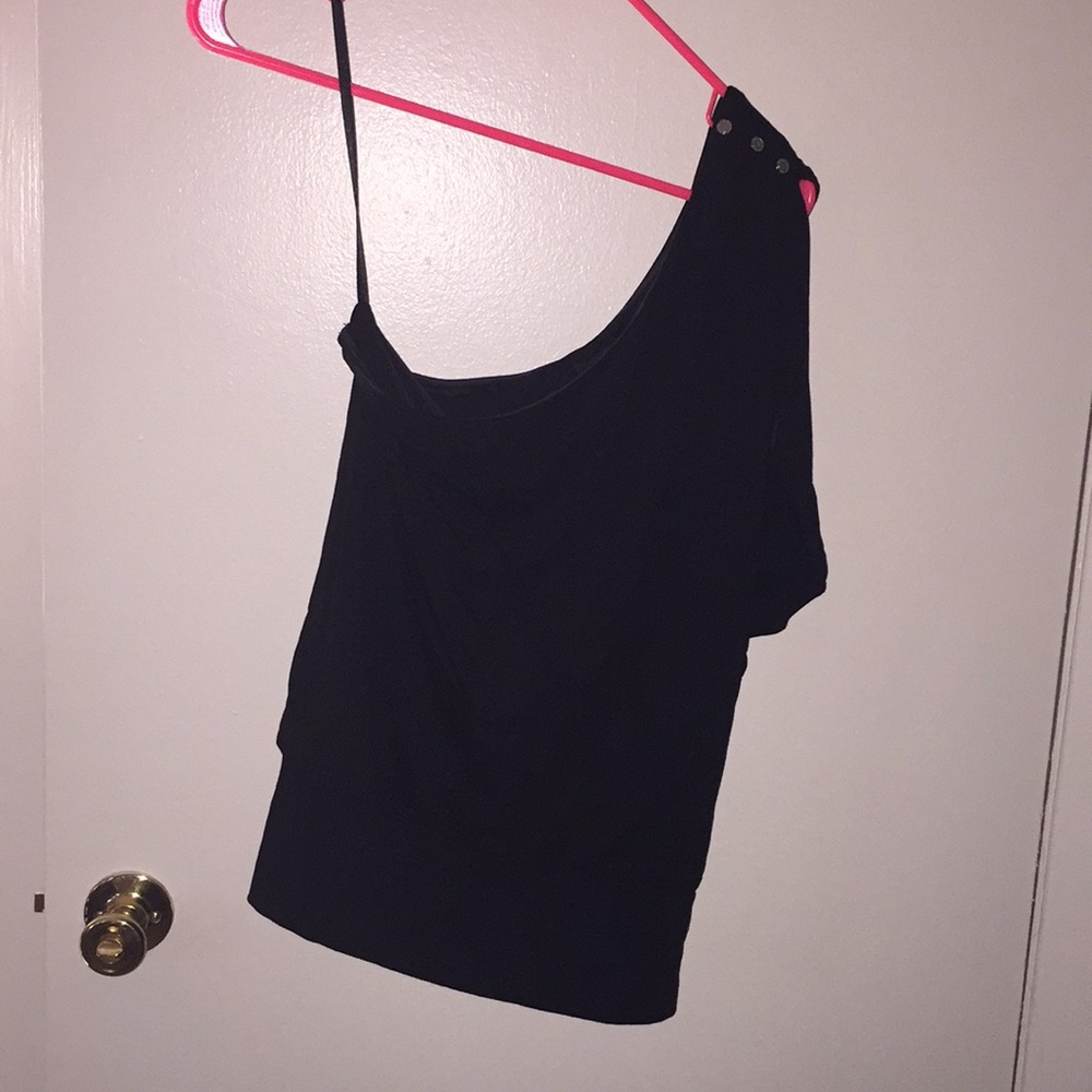 White House black market one shoulder black top